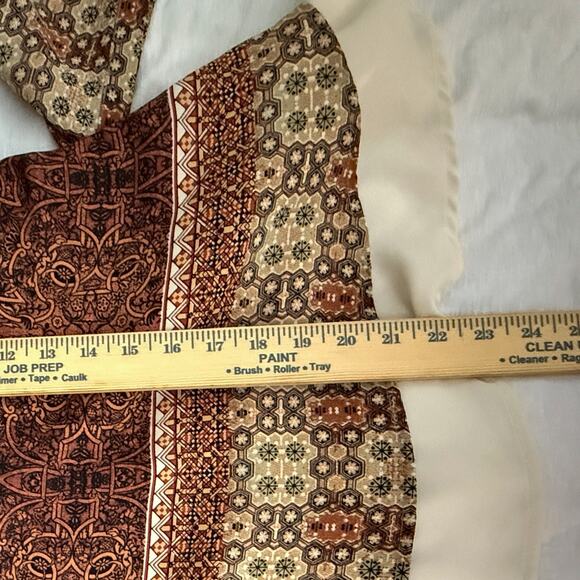 Fourteenth Place Patterned Long Sleeve Blouse Women XL/TG Silk-Look Layered Hem - Picture 6 of 7